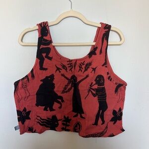 Hand printed boho tank top